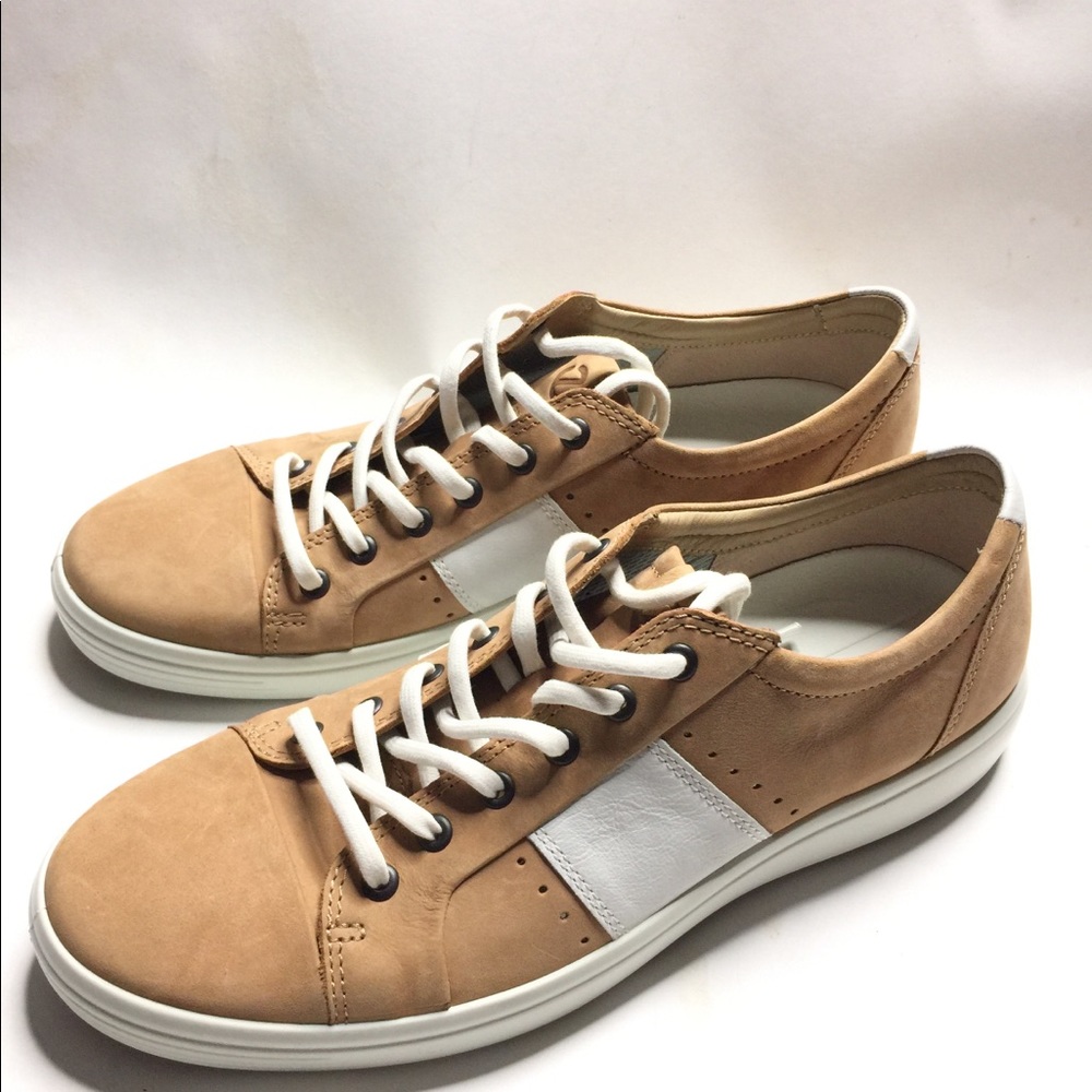 ECCO Soft Tan Cream Leather Casual Sneakers